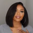 HD 5x5 Kinky Straight Glueless Lace Closure Wig BOB Wig 