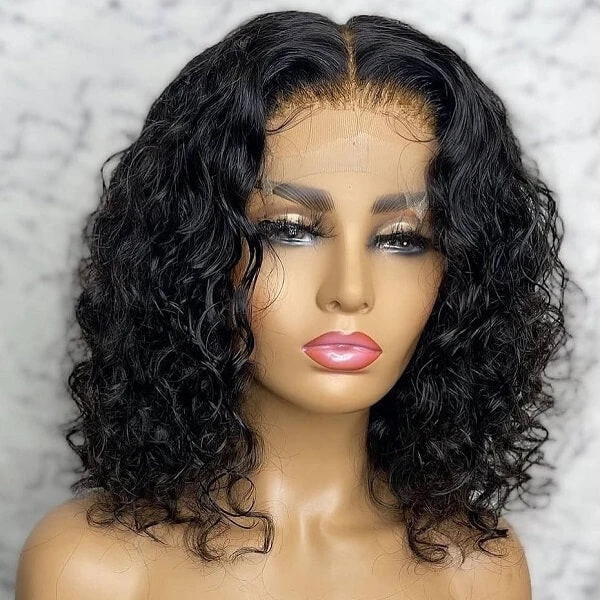 13x4 HD Lace Frontal Human Hair Water Wave BOB Wig 