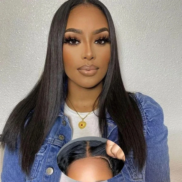 7x5 HD Glueless 100% Human Hair  Straight Lace Closure Wig