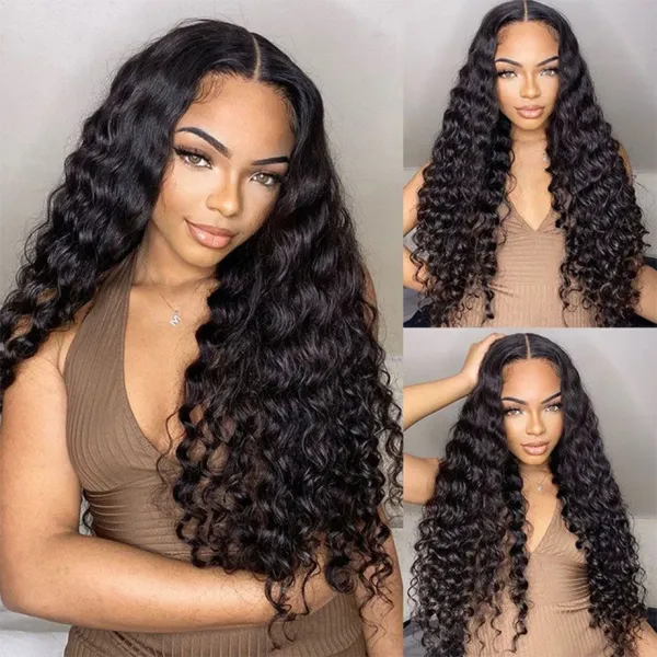 Deep Wave Real HD 7x5 Glueless Human Hair Wigs Lace Closure Wigs