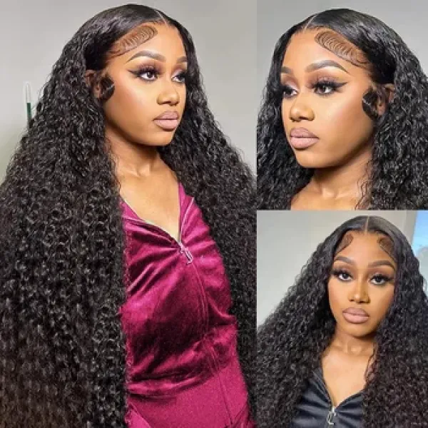 Kinky Curly Real HD 7x5 Glueless Human Hair Wigs Lace Closure Wigs