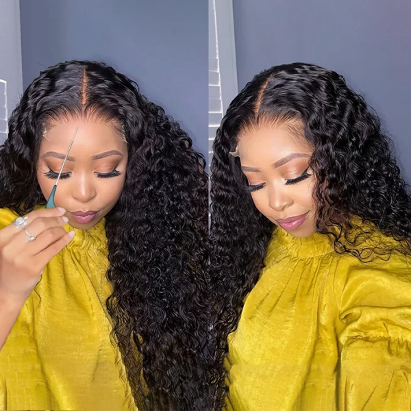 Kinky Curly Real HD 7x5 Glueless Human Hair Wigs Lace Closure Wigs