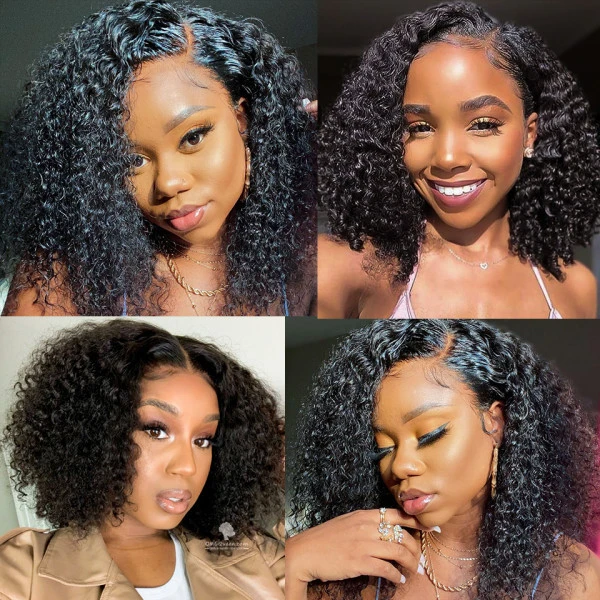 13x6 Kinky Curly HD Lace Frontal BOB Wigs Human Hair Wigs